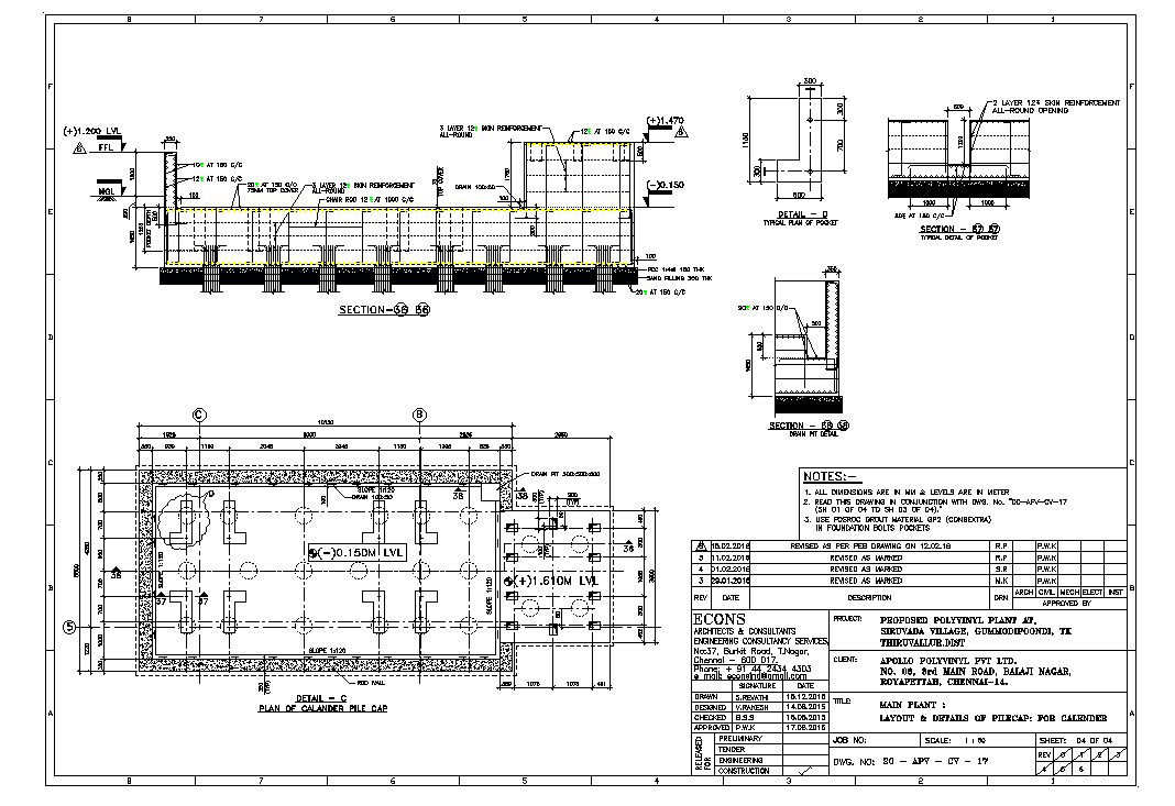 Plan of calendar pile pipe cap specified in this AutoCAD drawing file. Download this 2d Auto-CAD drawing file.