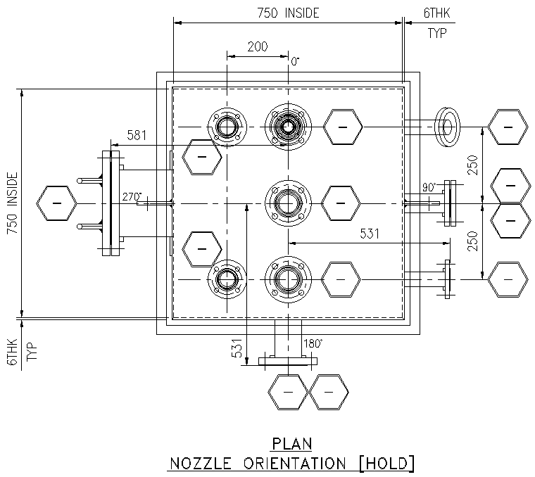 Plan of nozzle orientation DWG AutoCAD file