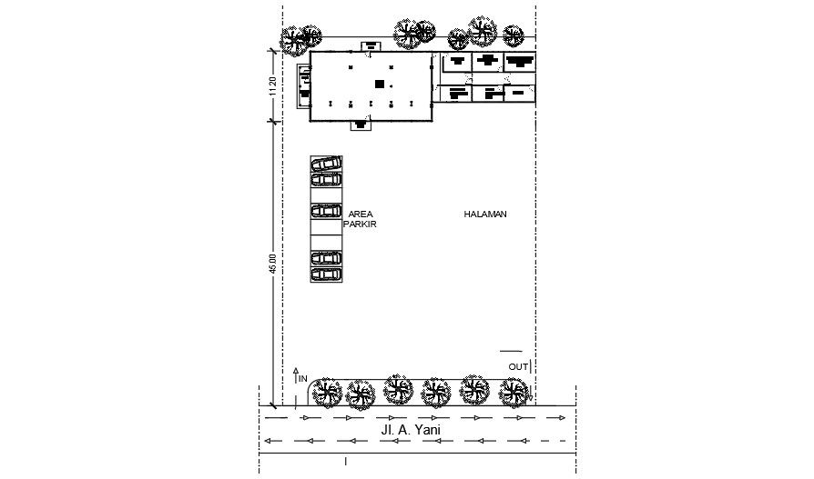 Plan of parking area and landscaping.
