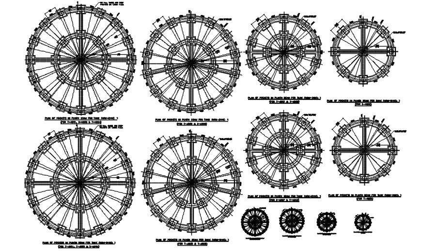 Plan of pockets in the plinth beam for tank farm section detail is provided in this AutoCAD drawing file. Download this 2d Autocad drawing file.
