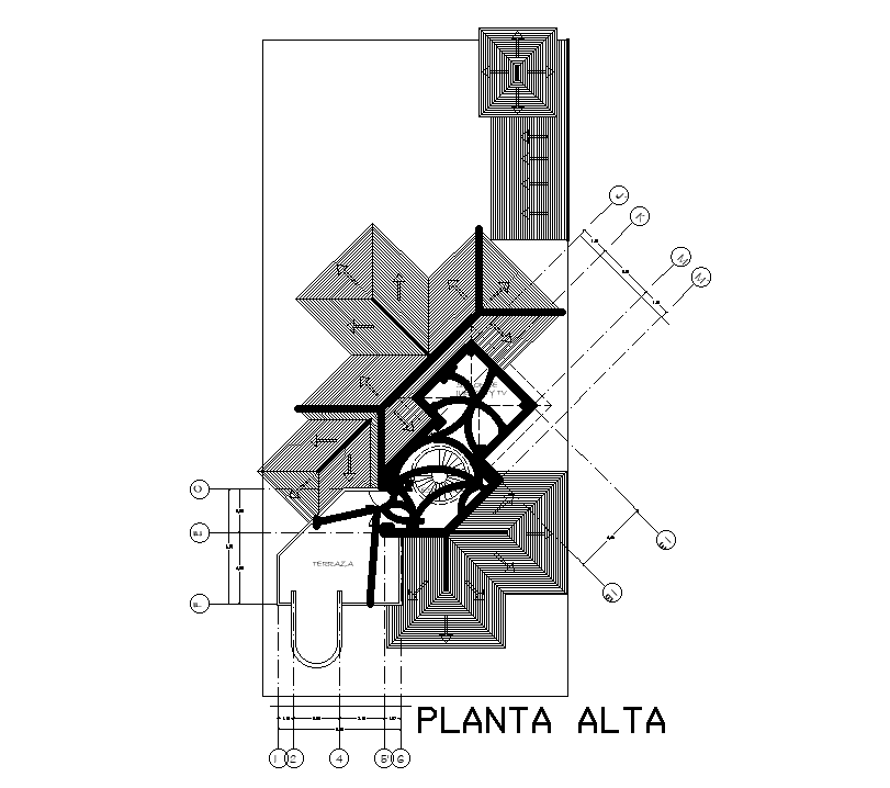 Plan of roof detail drawing defined in this AutoCAD file. Download the AutoCAD drawing file.