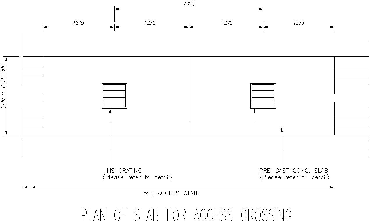 Plan of slab for access crossing
