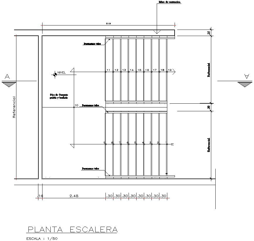 Plan of staircase with detail AutoCAD drawing, dwg file, CAD file