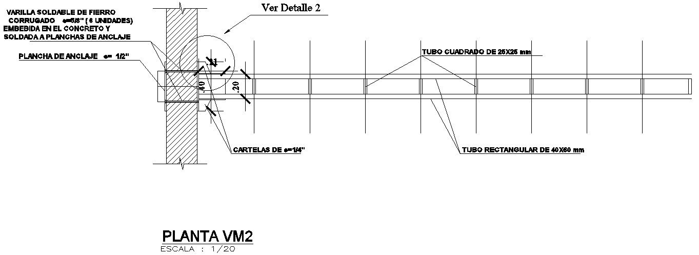 Plan of structural member with detail AutoCAD drawing, dwg file, CAD file
