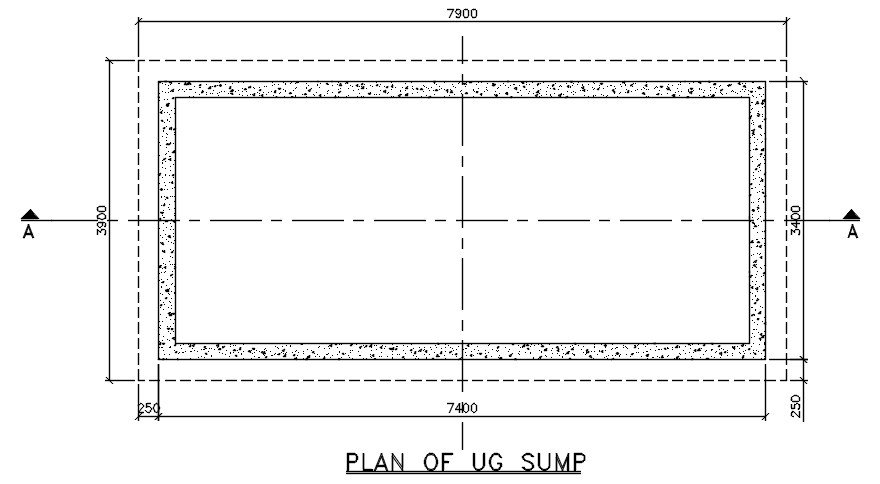 Plan of ug sump detail presented in this AutoCAD drawing file. Download this 2d Autocad drawing file.