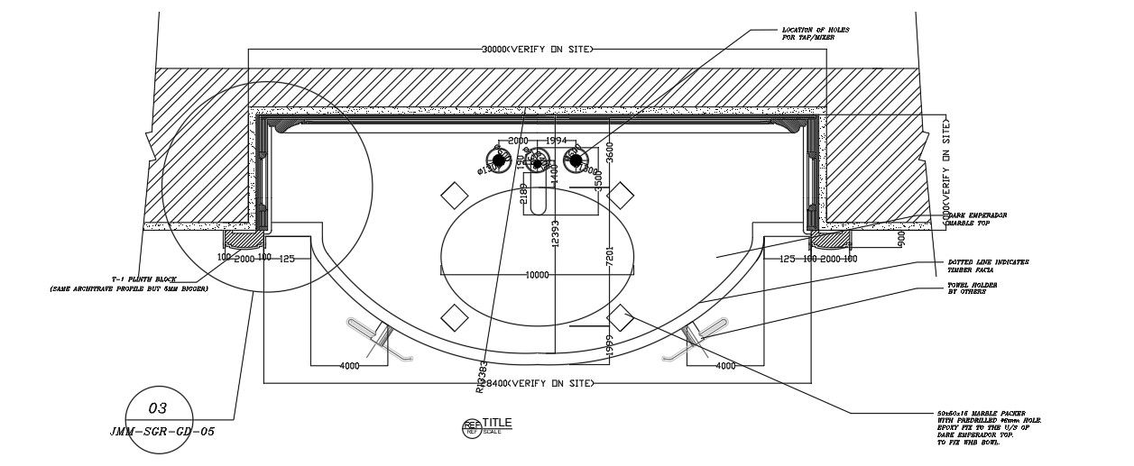 Plan of vanity counter in detail AutoCAD 2D drawing, dwg file, CAD file