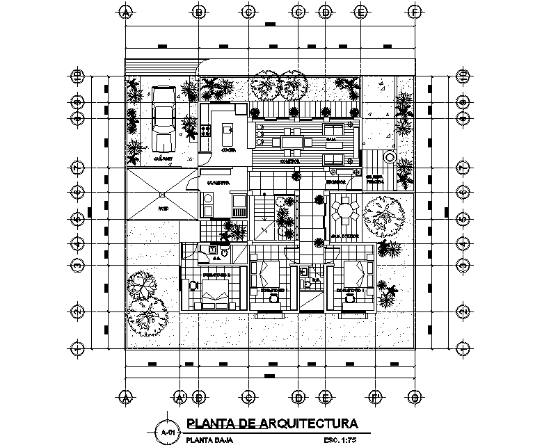 Plans family residence autocad file