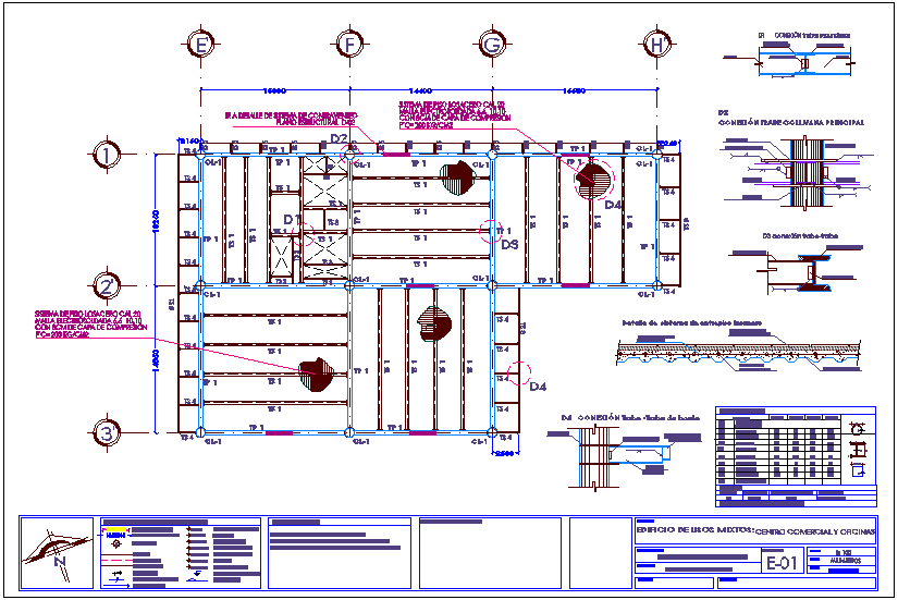 Plant  types of office and office club house structure view  for shopping center dwg file