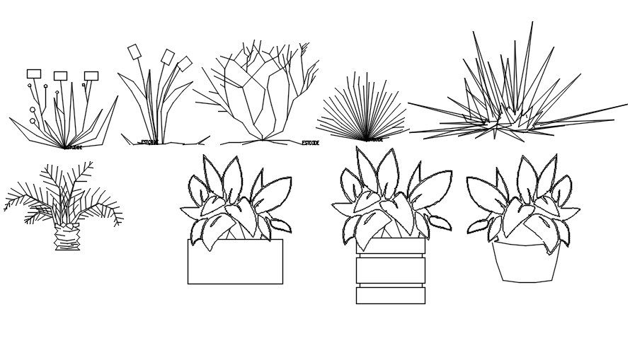 Plant and shrubs design in AutoCAD 2D drawing, dwg file, CAD file