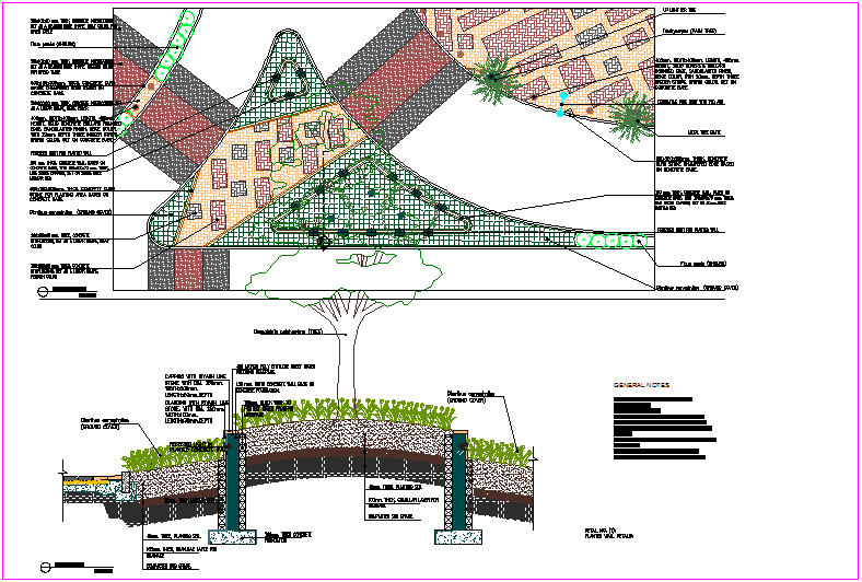 Planted wall construction detail dwg file