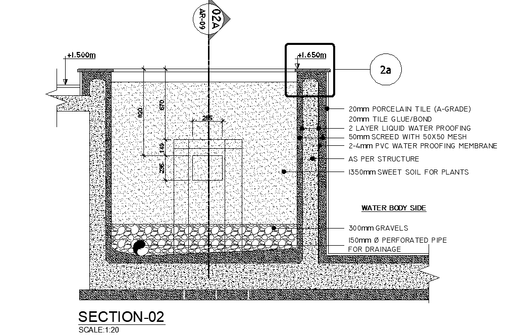 Planter Box Section Layout AutoCAD File for Architectural Detailing