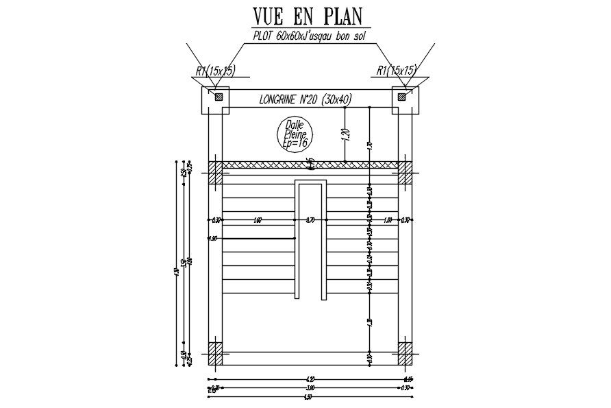 Plan view of the staircase in detail AutoCAD 2D drawing, CAD file, dwg file