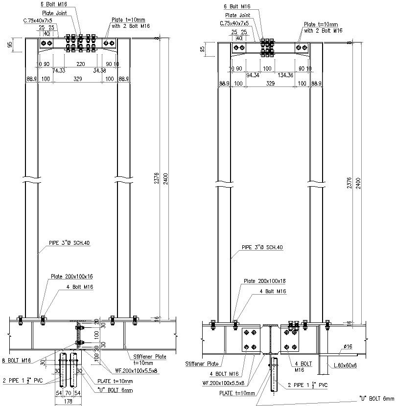 Plate joint and pone joining details in AutoCAD, dwg file.