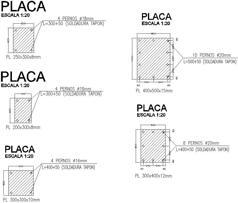 Plates details for foundation.