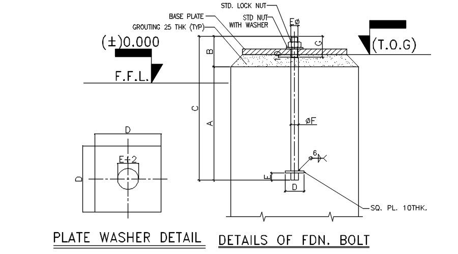 AutoCAD DWG Plate Washer Section Drawing with Details