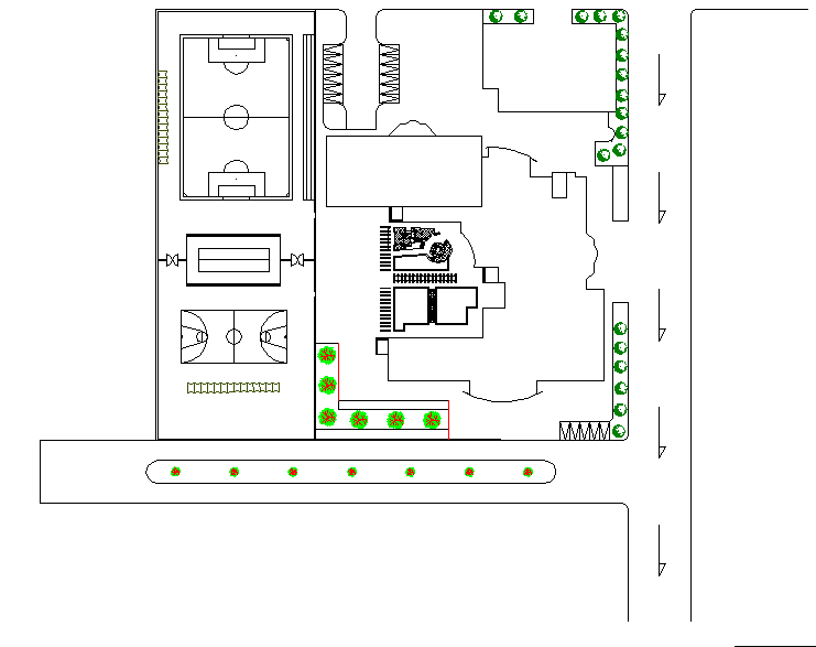 Play court area of college dwg file
