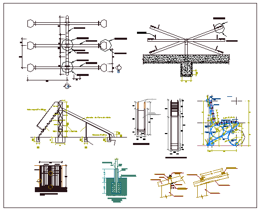 Play ground equipment details of children park dwg file