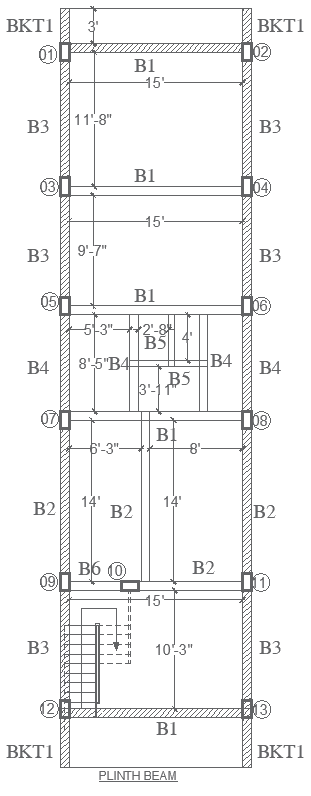 Plinth Beam Layout Details – AUTOCAD DWG File