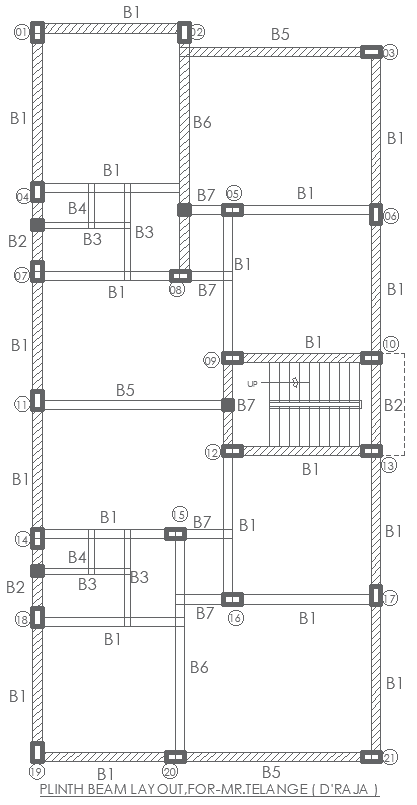 Plinth Beam Layout Details - AutoCAD DWG File Download