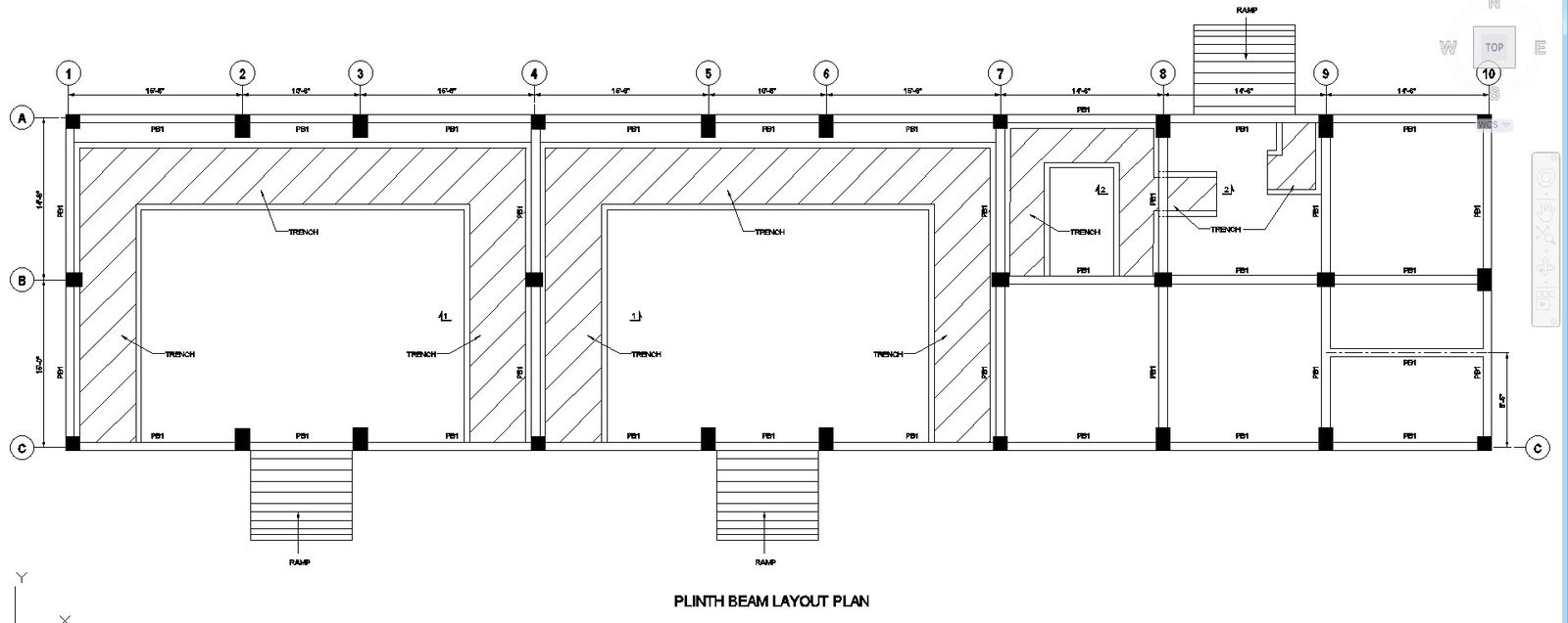 Plinth Beam Layout Plan for Substation CAD Drawing In DWG File Detail