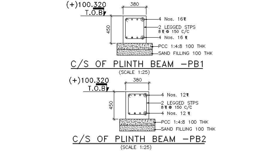 Plinth beam detail drawing. Download cad DWG file | CADBULL