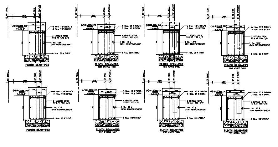 Plinth beam section detail is provided .Download AutoCAD drawing file.