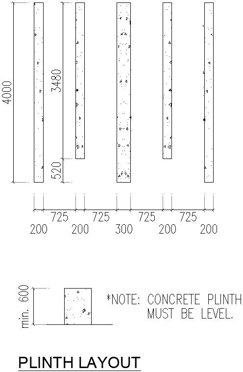 Plinth layout plan of cooling tower with detailing