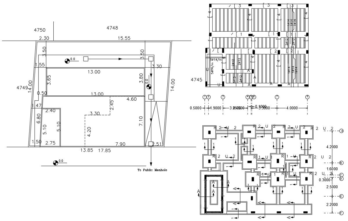 Plot And Building Demarcation With Foundation Design DWG File