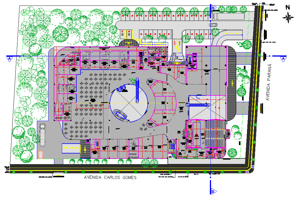 Plot layout Center commercial shopping mall layout file
