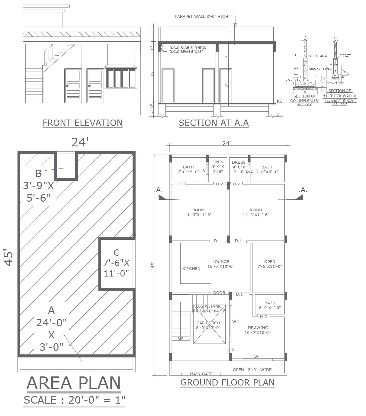 Plot Detail autocad file for College Architecture Projects Layout
