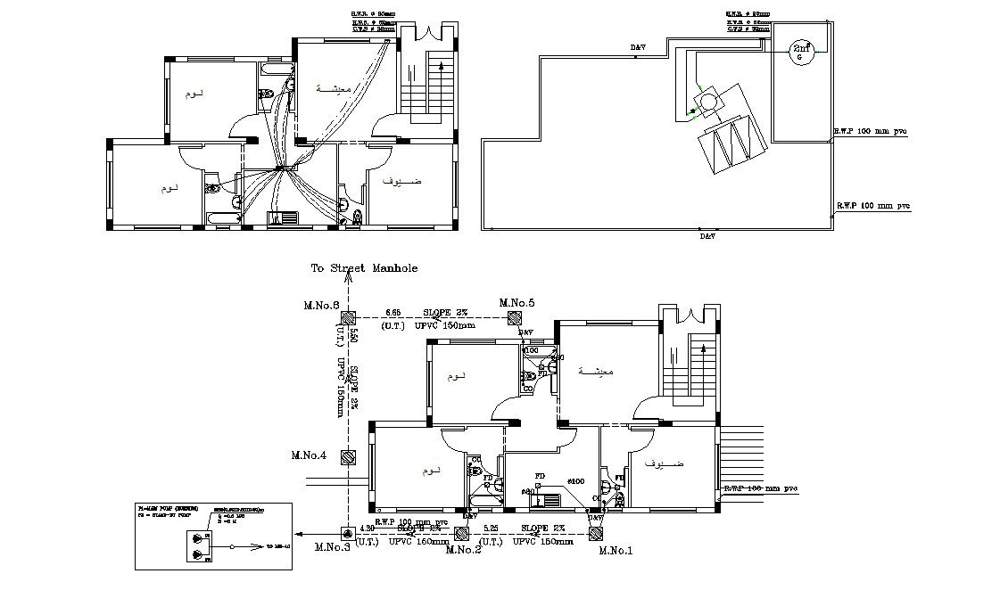 Plumbing And Drainage Line House Plan CAD Drawing