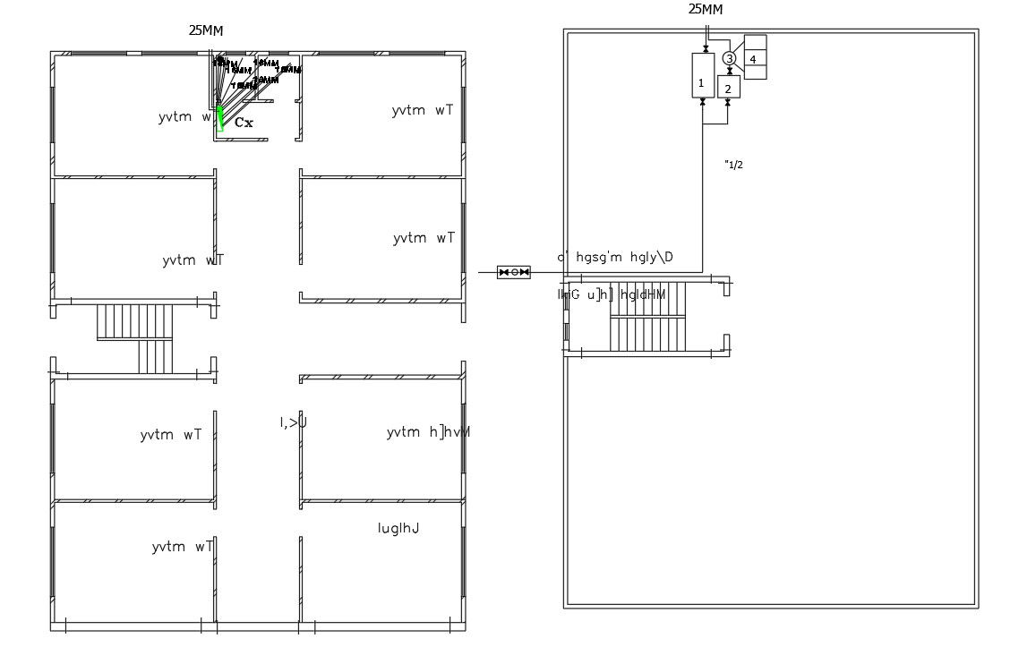 Plumbing Design Of Office Building With Terrace Plan DWG Drawing