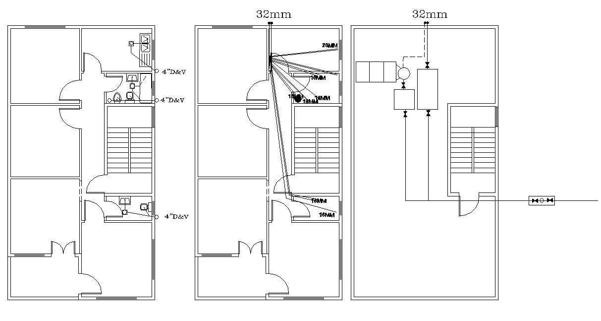 Plumbing Layout Plan Of House Project AutoCAD Drawing