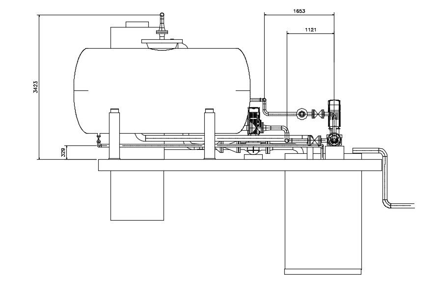 Plumbing Tank Elevation Design AutoCAD Drawing Download 