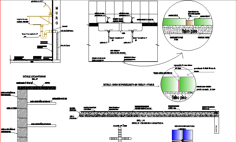 Plumbing and constructive details of shopping mall dwg file
