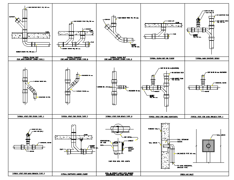 Plumbing cleanout plan detail dwg file.
