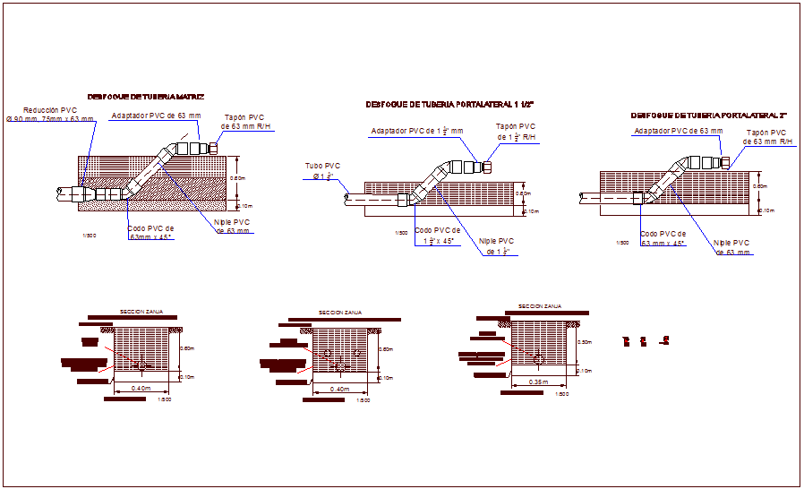 Plumbing detail of drip irrigation system dwg file