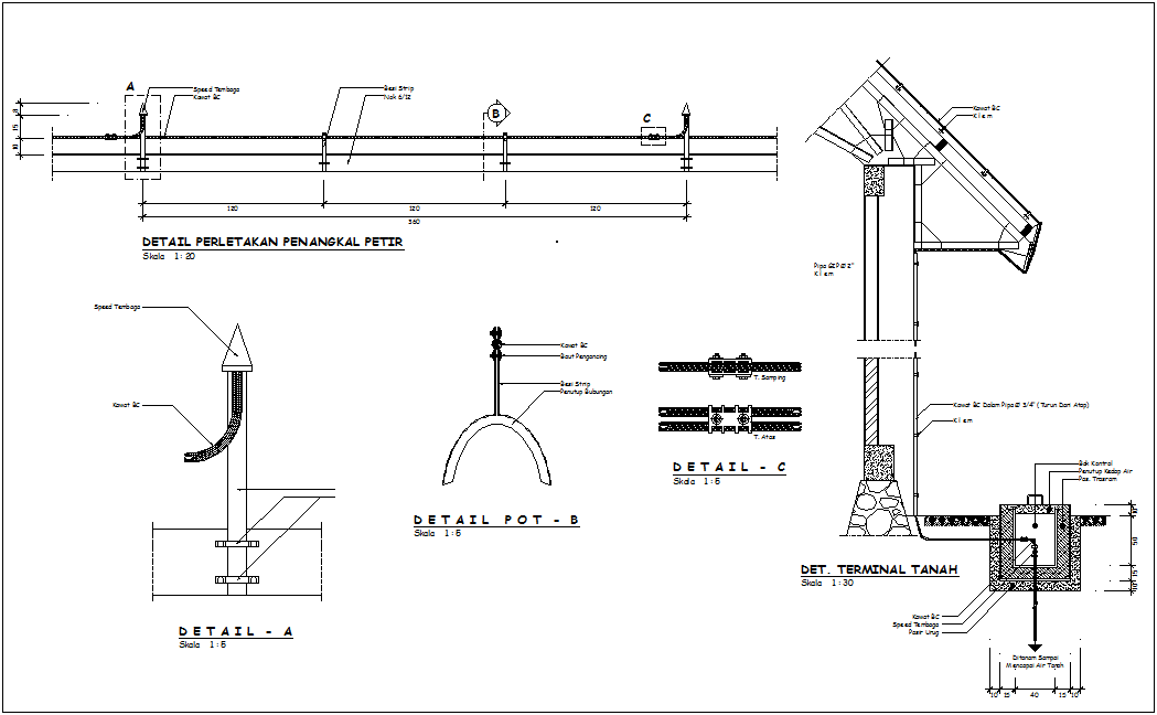 Plumbing detail with its joining view in roof of corporate building dwg file