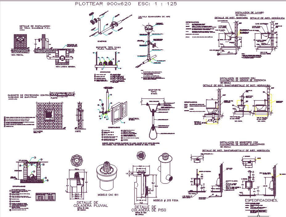 Plumbing details in building.