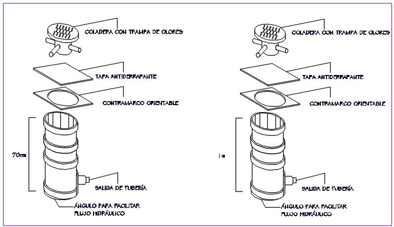 Plumbing p trep plan and elevation detail dwg file