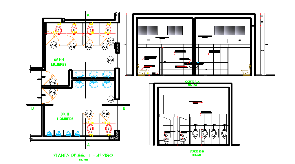 Plumbing plan and elevation detail dwg file