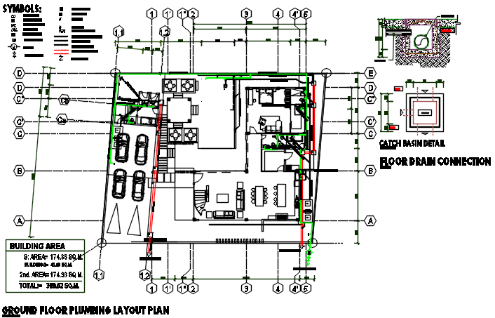 Plumbing plan in ground floor plan detail dwg file