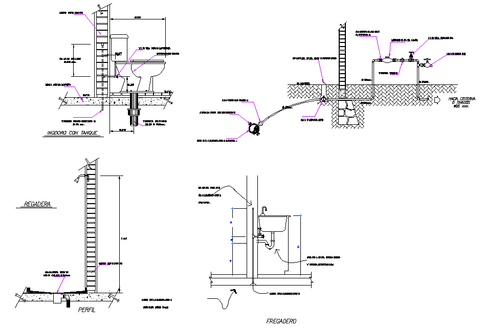 Plumbing sanitary elevation plan detail dwg file