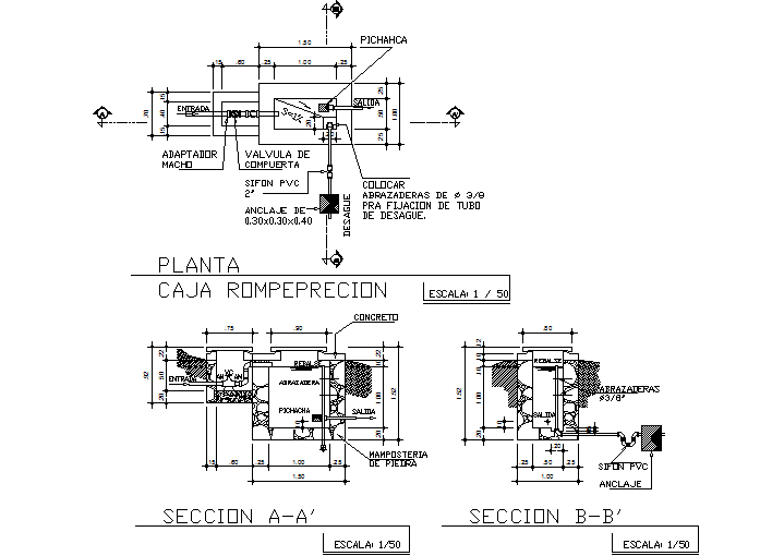 Plumbing tank detail dwg file