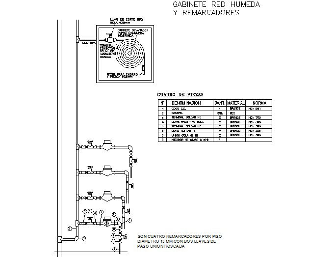 Plumbing water pipe detail dwg file