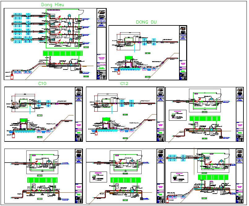 Plumbing water pipe line connection channel section view dwg file