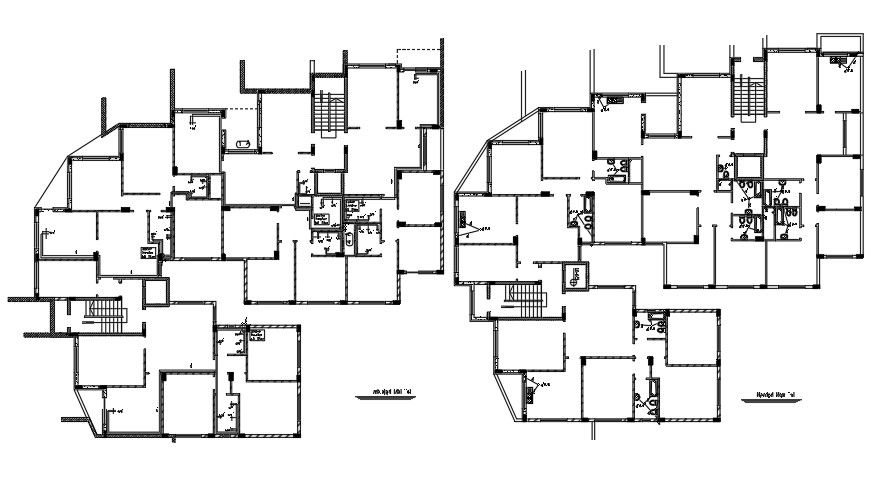 Plumbing Detail Of First Floor And Second Floor Apartment AutoCAD DWG File