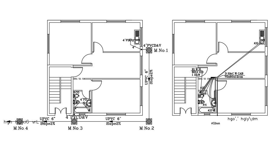Plumbing Layout Of 10x10 Meter House Plan DWG File