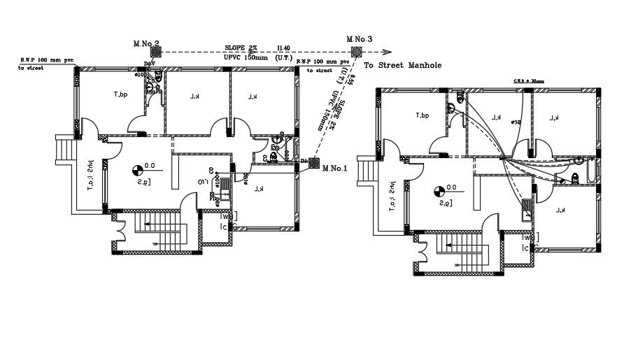 Plumbing Layout Of 13x10 Meter House Plan DWG File