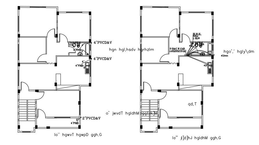 Plumbing Layout Of 16x10 Meter House Plan DWG File